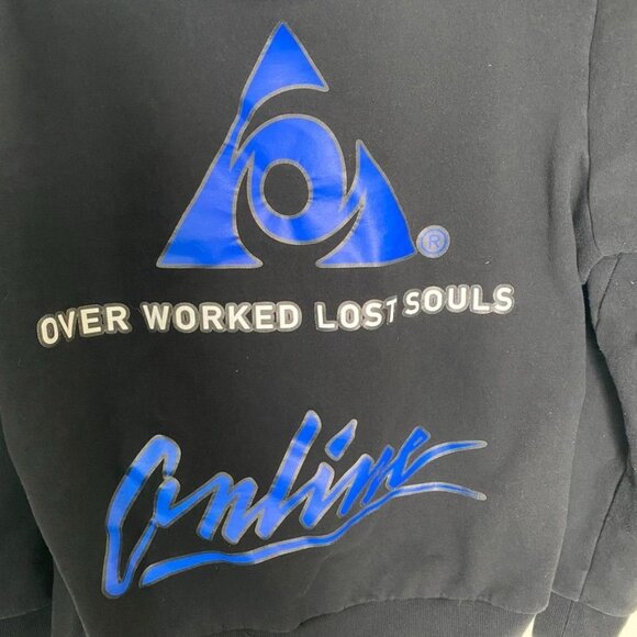 LA Dreamz Hoodie Mens Size XXL‎ Black Pullover AOL Graphic Overworked Souls Geek - Picture 5 of 11